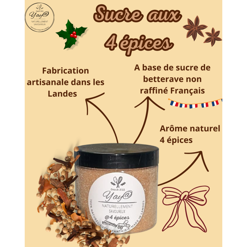Sucre aromatisé aux 4 épices - 200g