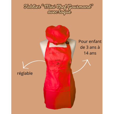 Tablier Petit Chef Gourmand avec Toque Assortie