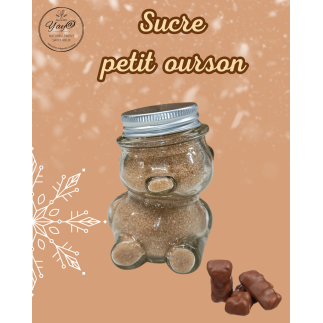 Pot en verre forme ourson avec sucre aromatisé ourson à la guimauve