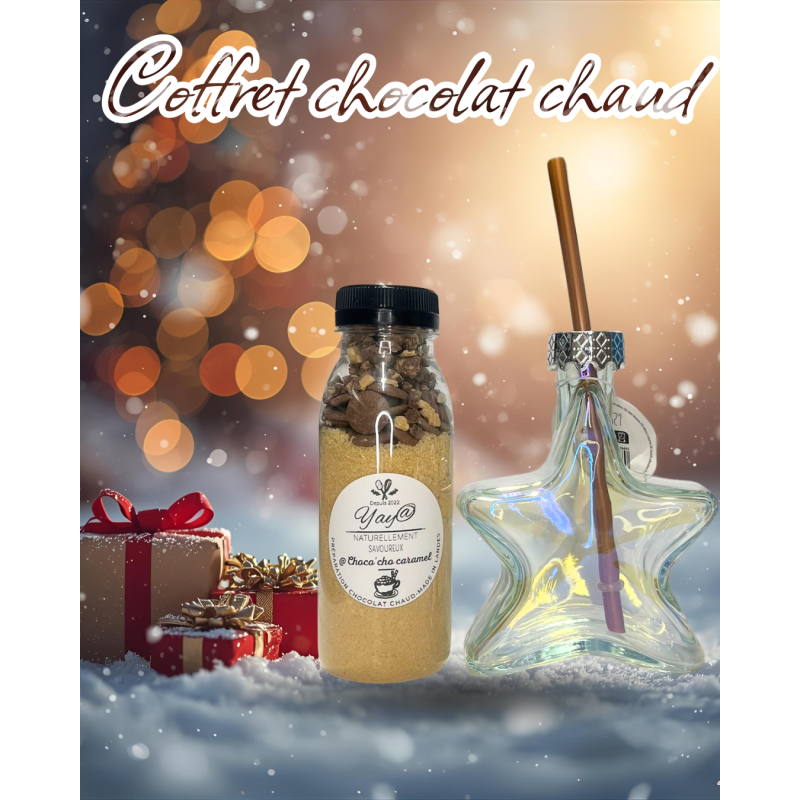 Coffret Verre à Paille et Préparation pour Chocolat Chaud