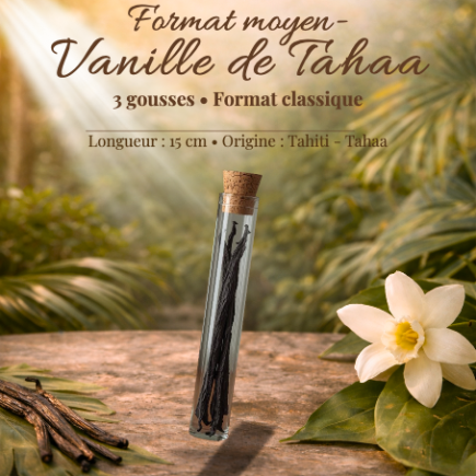 Gousses de Vanille de Tahiti – Taha’a (5 gousses – env. 10 cm)