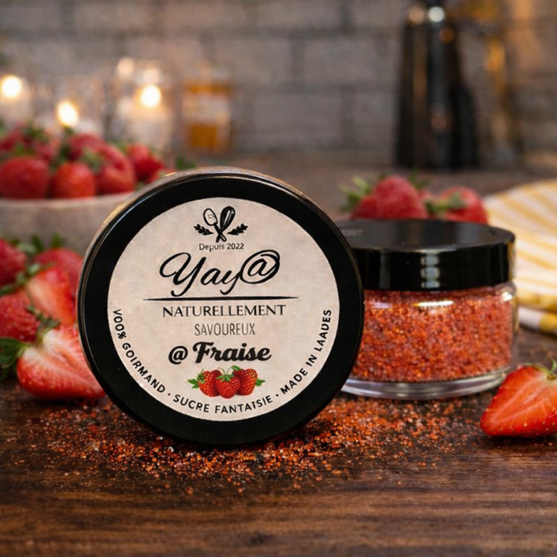 Sucre aromatisé à la fraise - 100g Sucre aromatisé à la fraise - 100g