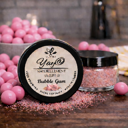 Sucre aromatisé au bubble gum fraise 100g