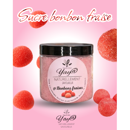 Sucre aromatisé aux bonbons fraises - 200g