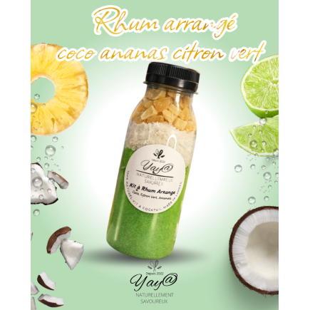 Kit à cocktail - Rhum arrangé coco, ananas, citron vert