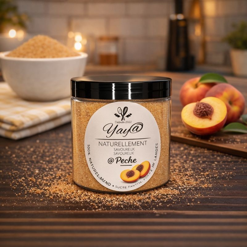 Sucre aromatisé à la pêche