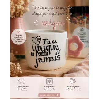 Tasse fleur rose message positif | Yaya Naturellement Savoureux