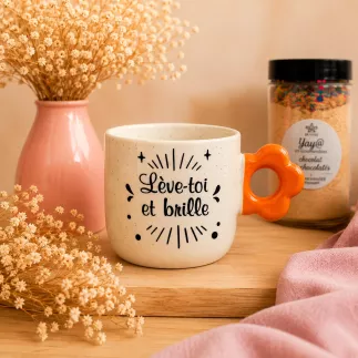 Tasse fleurie « Lève-toi et brille »