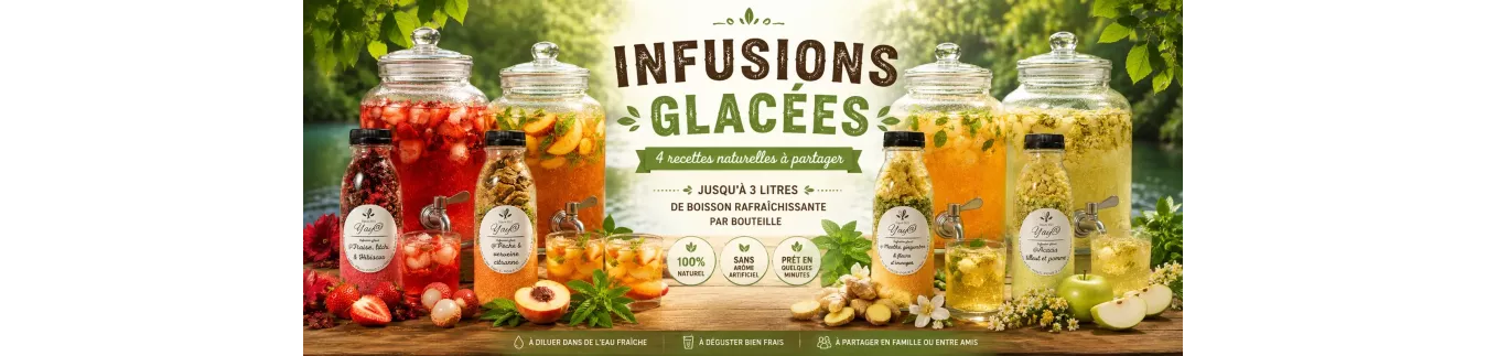 Infusions glacées naturelles – Fruits, plantes & fleurs